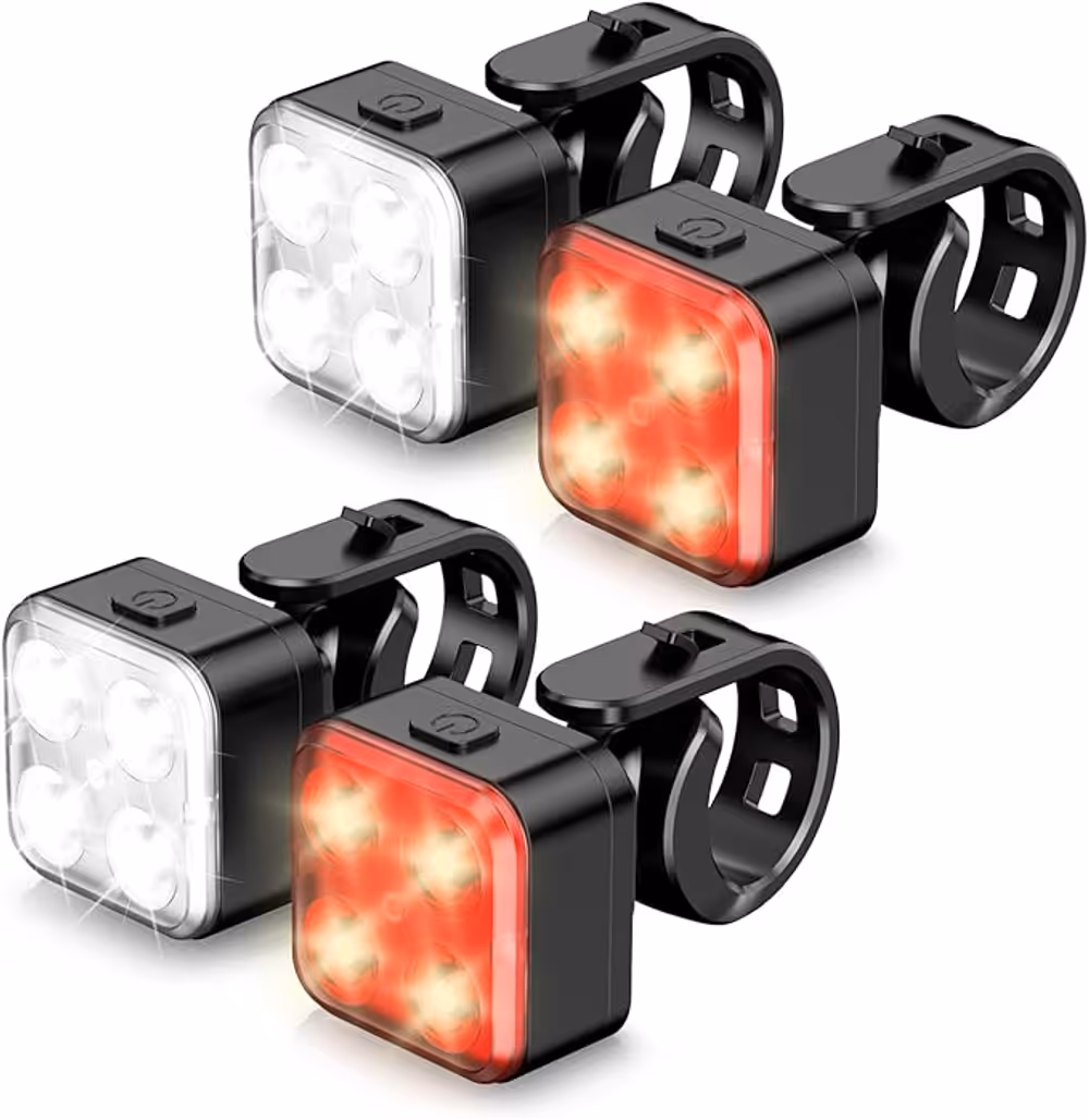 Product shot of Akale Rechargeable Bike Light Set by AKALE