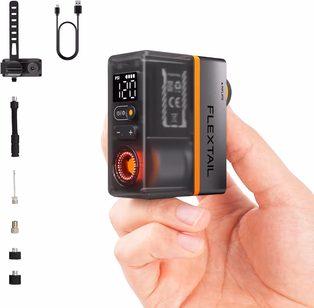 Product shot of FLEXTAIL Tiny Tire Pump ACS (120 psi) by FLEXTAIL