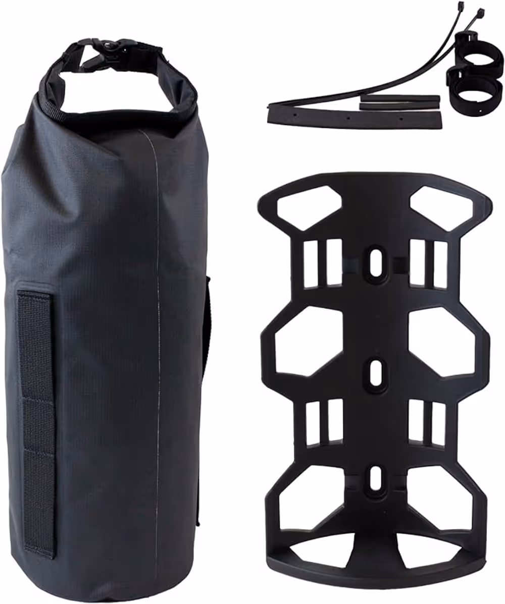 Product shot of GORIX Bike Multipurpose Cage and Waterproof Bag Set by GORIX