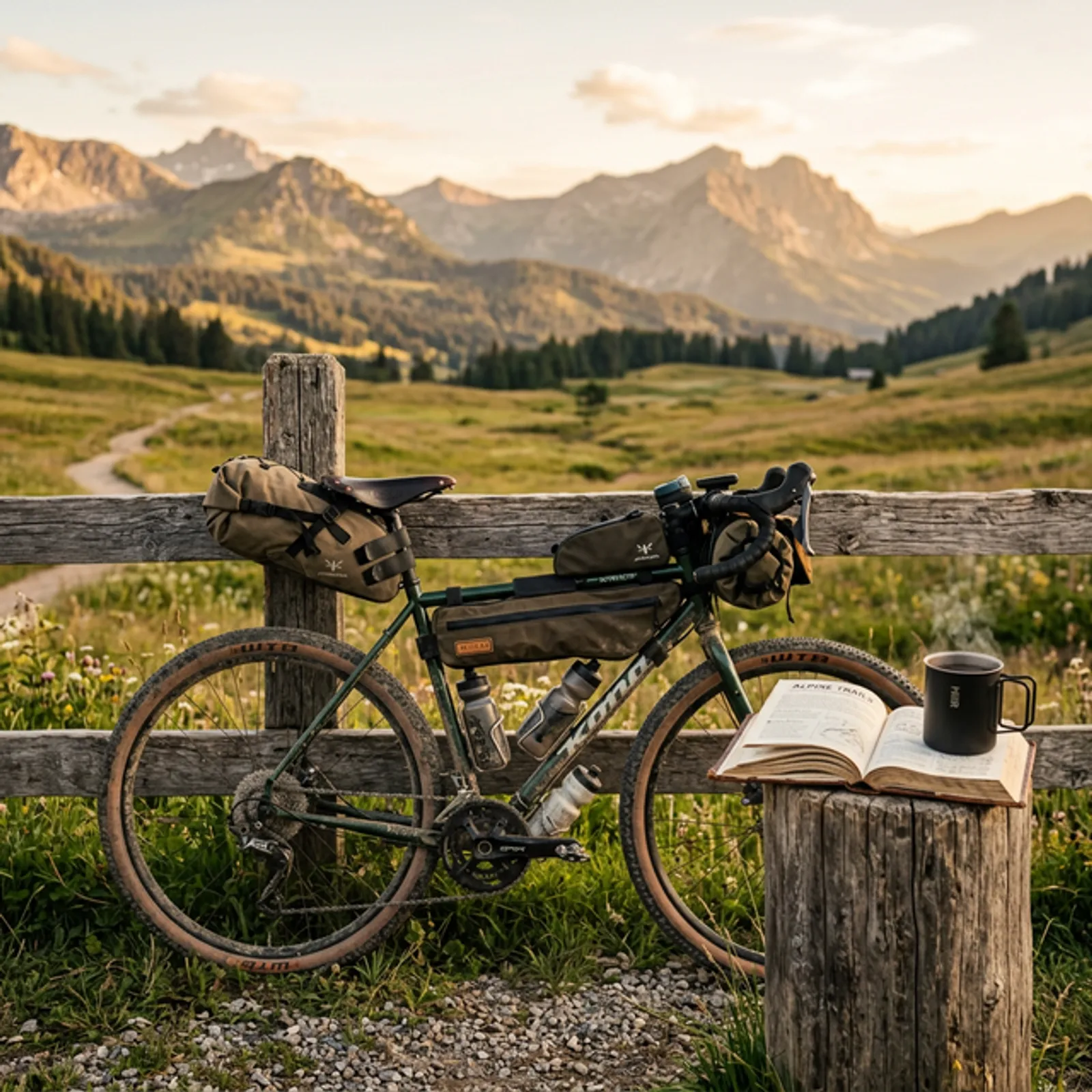 Gravel bike setup in the mountains