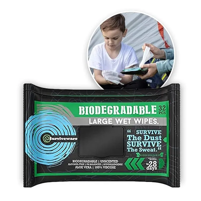 Surviveware Biodegradable Shower Wipes